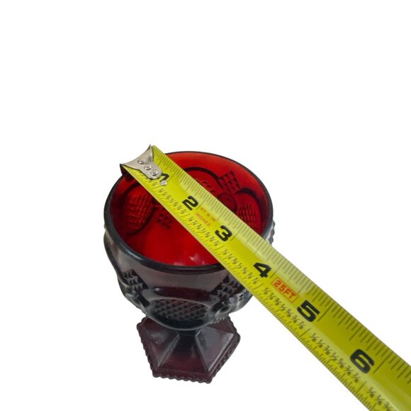 Avon 1876 Cape Cod Collection Ruby Red Glass Wine Goblet Candle Holder With Box - Picture 8 of 8